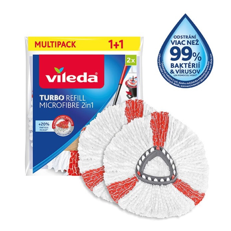 Vileda TURBO 2в запасні головки для ідеальної чистоти 2 шт. в упаковці зміні ганчирки для прибирання