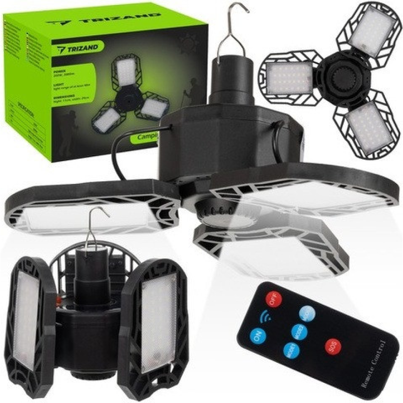 Потужна Кемпінгова Лампа на Сонячній Батареї Trizand 3000лм Пульт ДУ USB IPX4