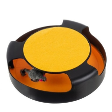 Інтерактивна іграшка з мишкою для котів з кігтеточкою Purlov жовточорна