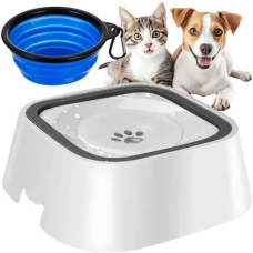 Набір мисок поїлок 2 шт антибризкові для тварин Purlov 1.5 л білий синій