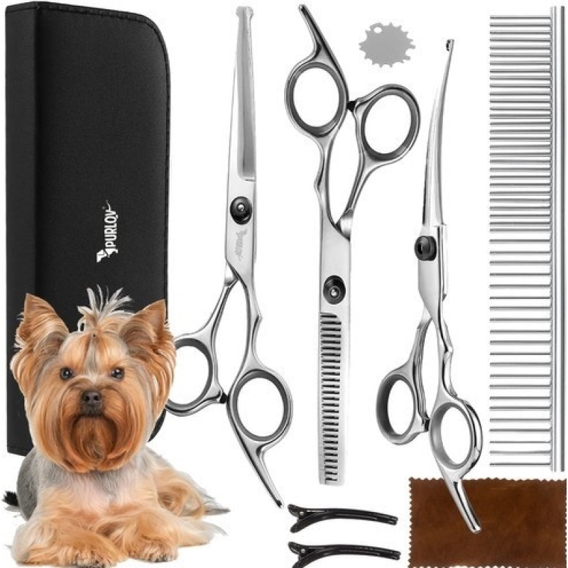 Набір ножиць для грумінгу тварин у чохлі Purlov