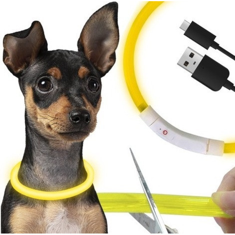 Нашийник світлодіодний регульований з USB зарядкою для тварин Purlov