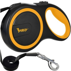 Повідець автоматичний рулетковий для собак Purlov 8 м до 50 кг чорножовтий