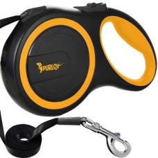 Повідець автоматичний рулетковий для собак Purlov 5 м до 15 кг чорножовтий