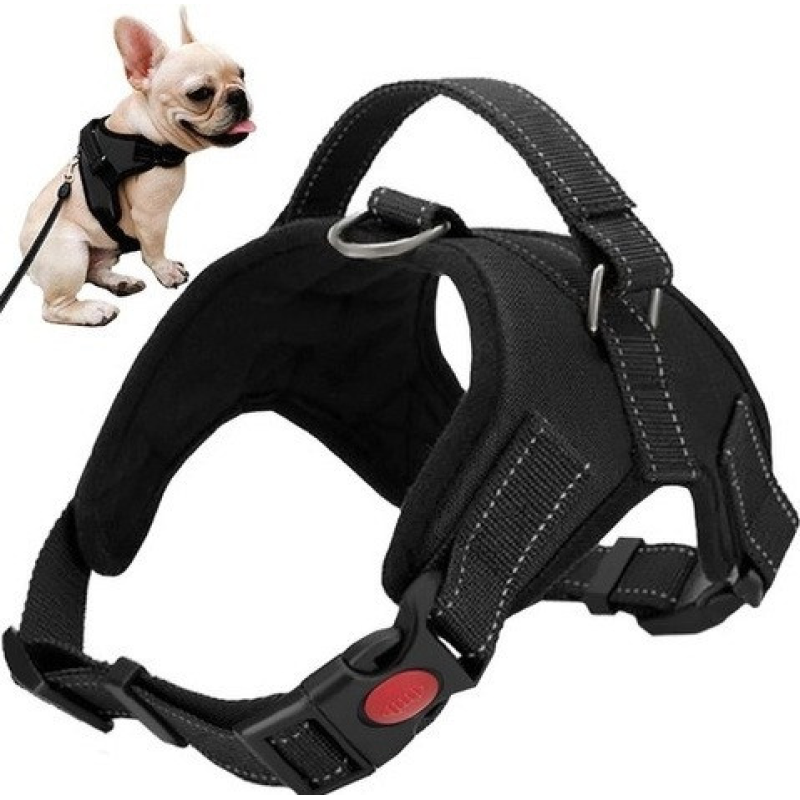 Шлейка регульована зі світловідбивачами для маленьких собак Purlov до 22 кг S чорна