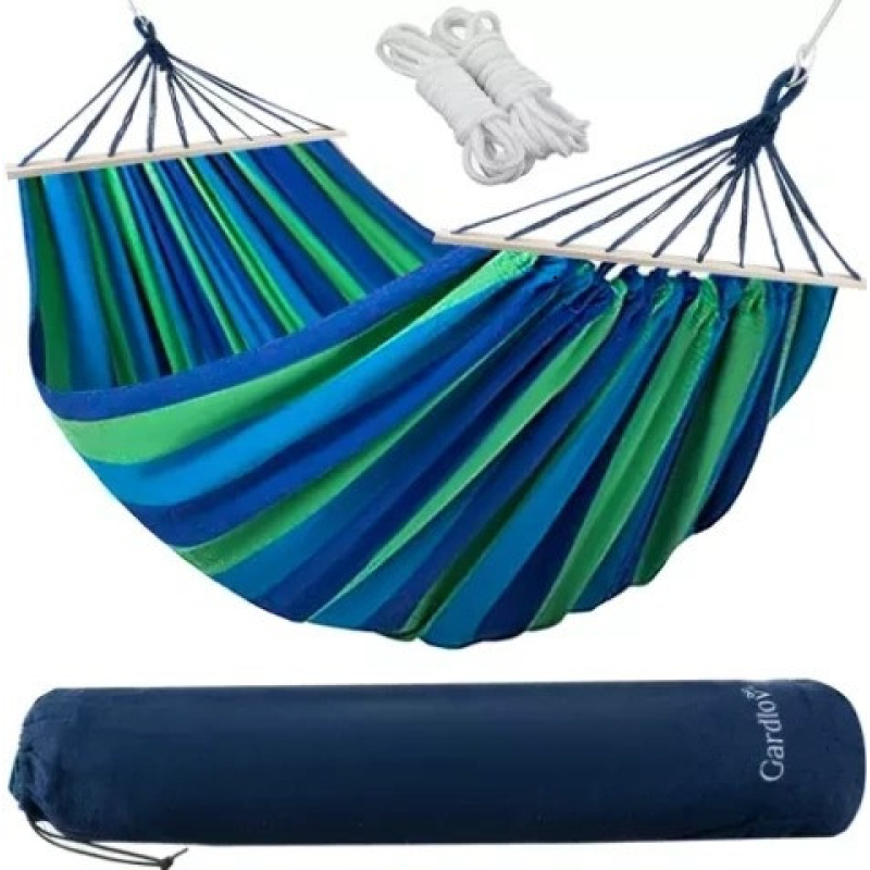Гамак садовий двомісний в чохлі max 150 кг синьозелений
