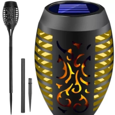 Ліхтар світлодіодний для саду сонячний з ефектом полум“я акумулятор 3,7В 51 см чорний