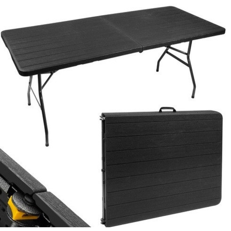 Стіл-валіза розкладний садовий для кейтерингу пікніку банкету довжиною 180 см чорний