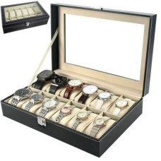 Органайзер-скринька для зберігання годинників 12 відділень екошкіра чорний