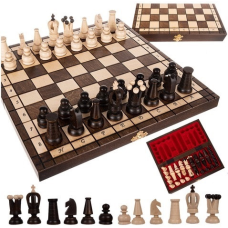 Шахи дерев“яні грабові класичні з флокованими вставками для фігур в замиканій шахівниці