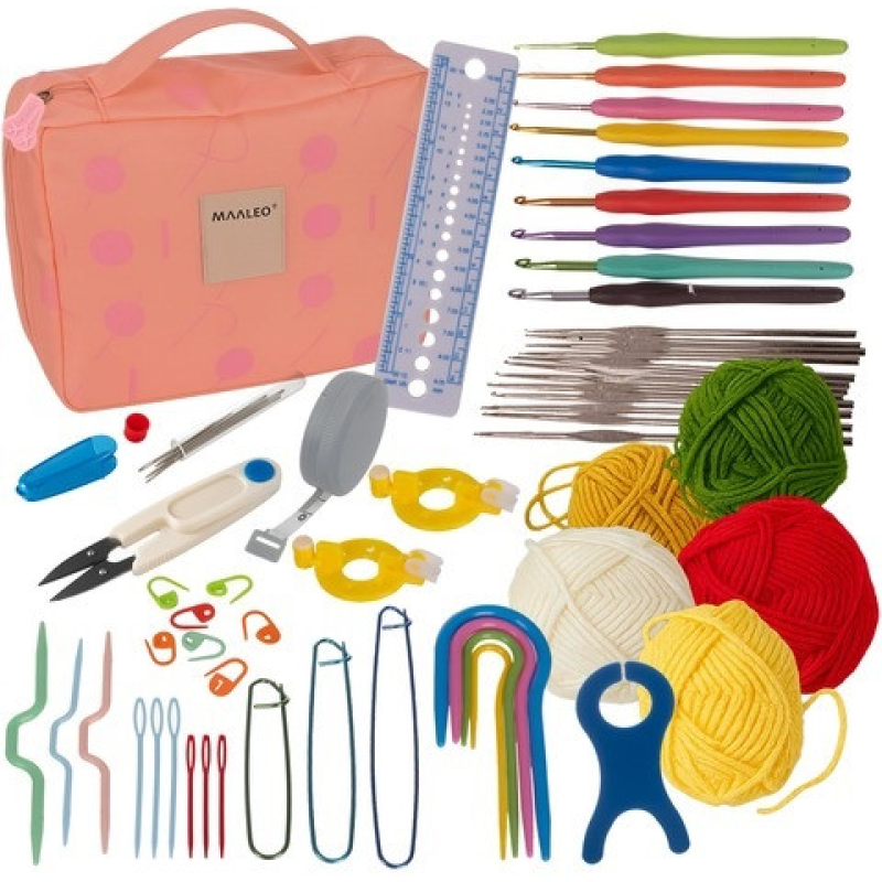 Набір для В“язання Гачком XXL 58 предметів Комплект для Початківців та Професіоналів у Кейсі