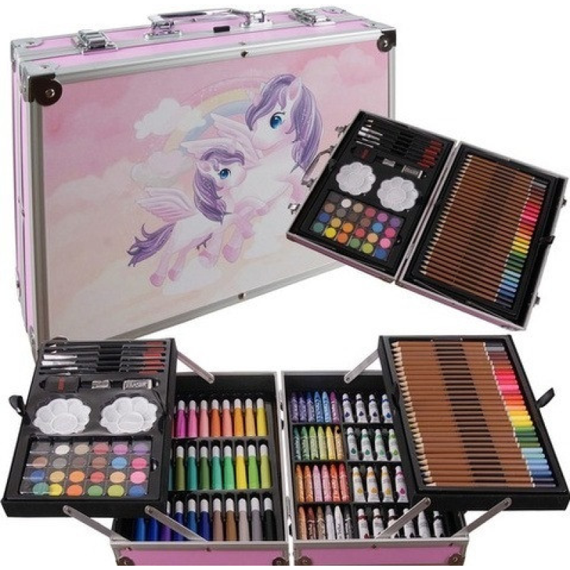 Набір для малювання з єдинорогом 144 елементи в зручній валізі
