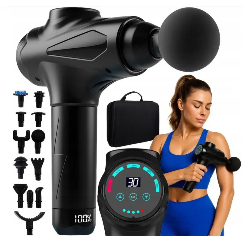 Масажний пістолет ISOMEDIX  30 режимів 12 насадок для тіла та спини Перкусійний масжер