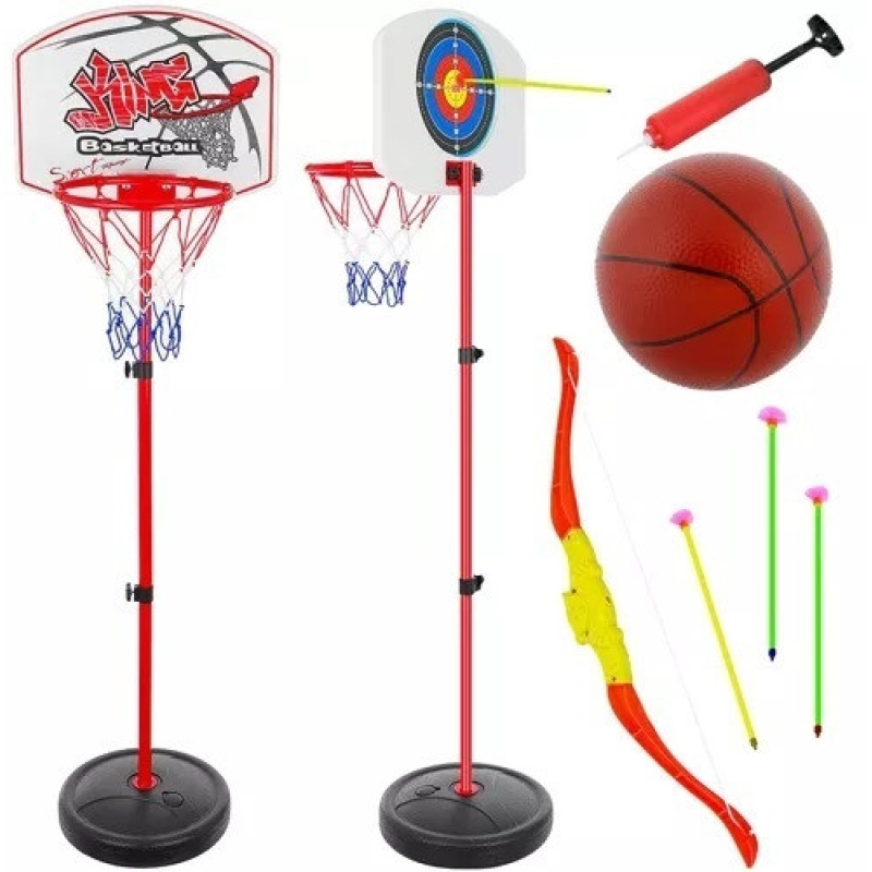 Ігровий набір 2-в-1: баскетбол та тир із регульованою висотою щита. Лук та стріли, м“яч і насос