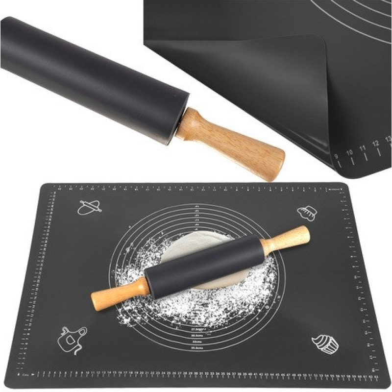 Набір силіконова дошка 70х50 см та качалка антиприлипання протиковзання та зручність вимірювань