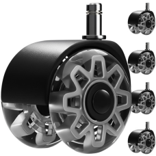 Комплект Коліс Ruhhy для Офісного Крісла 5 шт, 2,5 дюйма, Сірі Безшумні Поліуретанові 11x22 мм