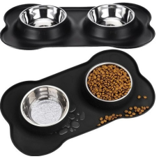 Подвійна миска для собаки кішки метал силікон 2 x 450 мл