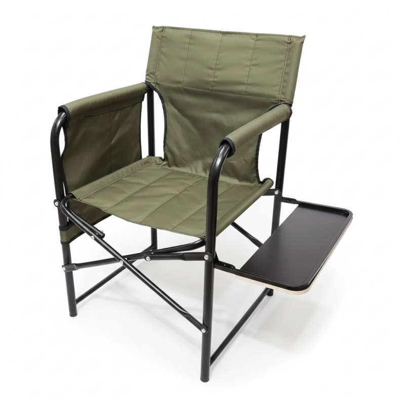 Складаний стілець Комфорт  Олива з твердою полицею надійне крісло для риболовлі та кемпінгу