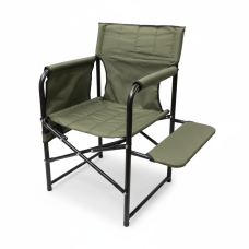 Складаний стілець Комфорт  Олива з тканинною полицею полегшене крісло для риболовлі та відпочинку