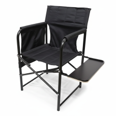 Складаний стілець Комфорт Чорний з твердою полицею ідеальне крісло для риболовлі та пікніка