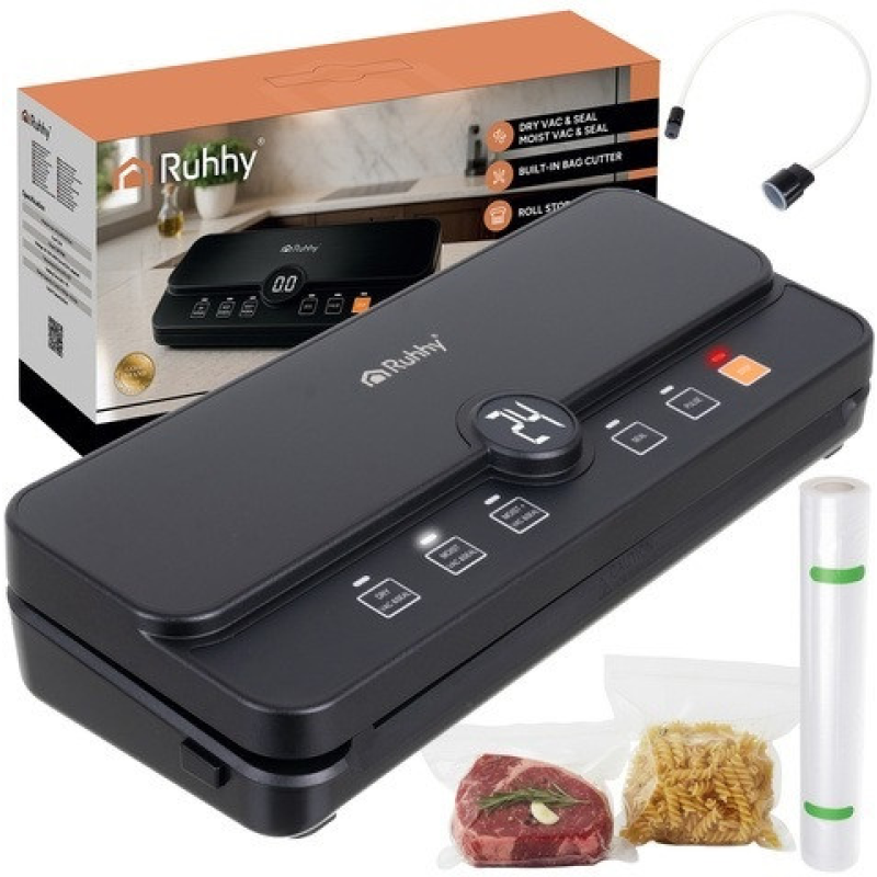 Вакуумний пакувальник 6 режимів 110 Вт 80 кПа швидке пакування та тривала свіжість чорний