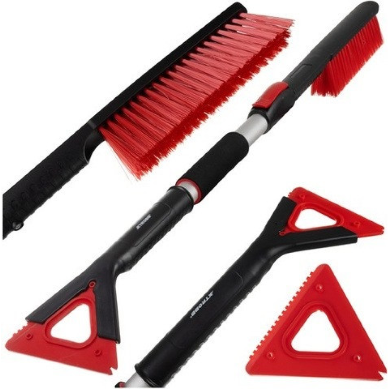 Багатофункціональний телескопічний скребок 103 см для льоду та щітка для снігу чорночервоний