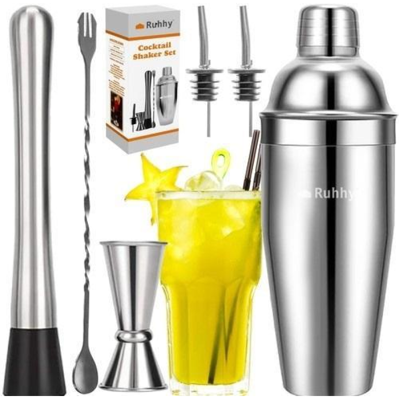 Набір бармена Ruhhy для приготування коктейльної вечірки, шейкер, джиггер, ситечко, мадлер, барна ложка